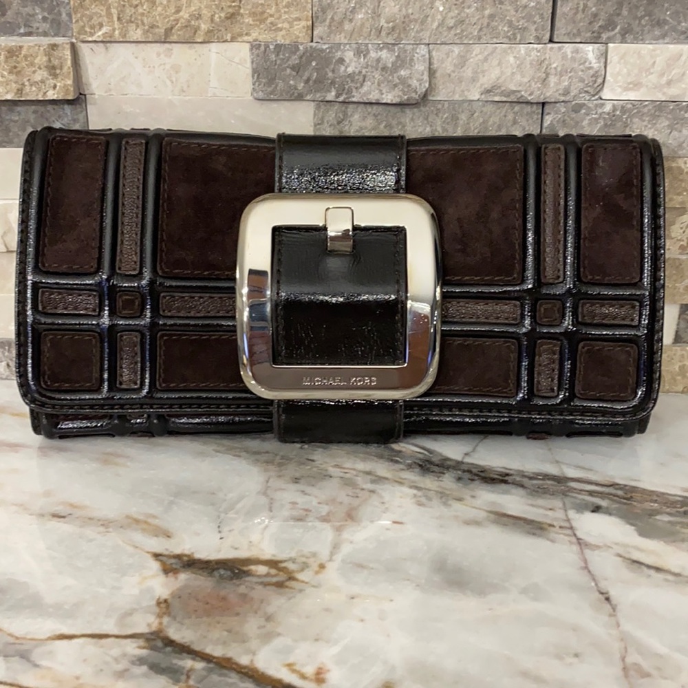 MICHAEL KORS COLLECTION BROWN VINTAGE CLUTCH BAG
